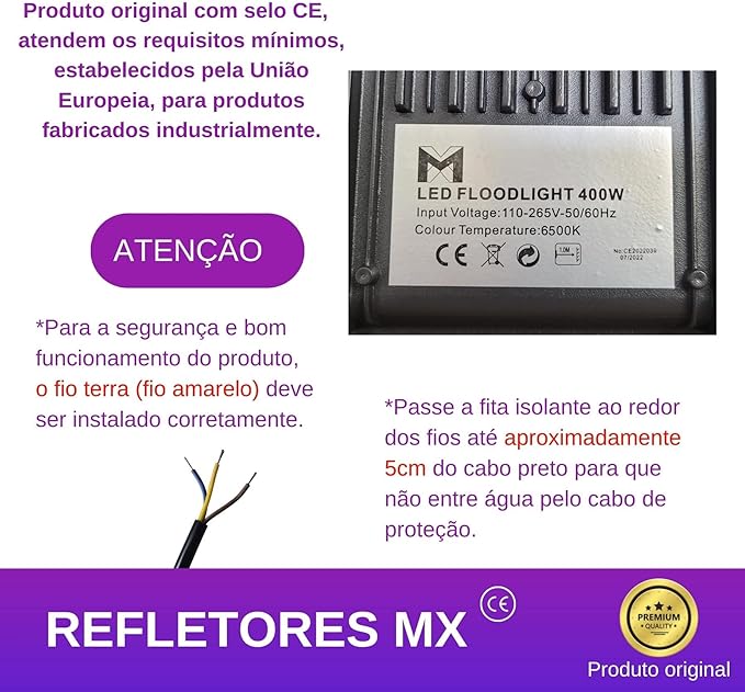 Refletor LED 400 W Holofote à Prova d'Água 4
