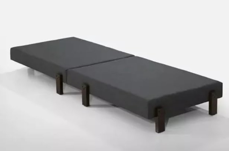 Cama Dobrável Solteiro com Colchão Embutido e Pés em Madeira 1