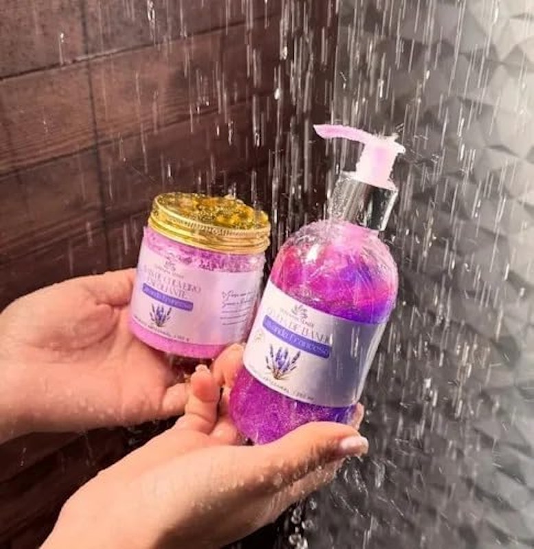 Kit Spa Banho Premium Floral 3 peças Geleia de Banho, Sabonete Massageador e Sais Esfoliantes 2