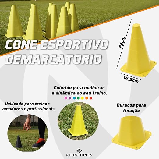 Kit Treino Agilidade 4 Cones + 6 Chapéus Chinês + 1 Escada de Agilidade 3