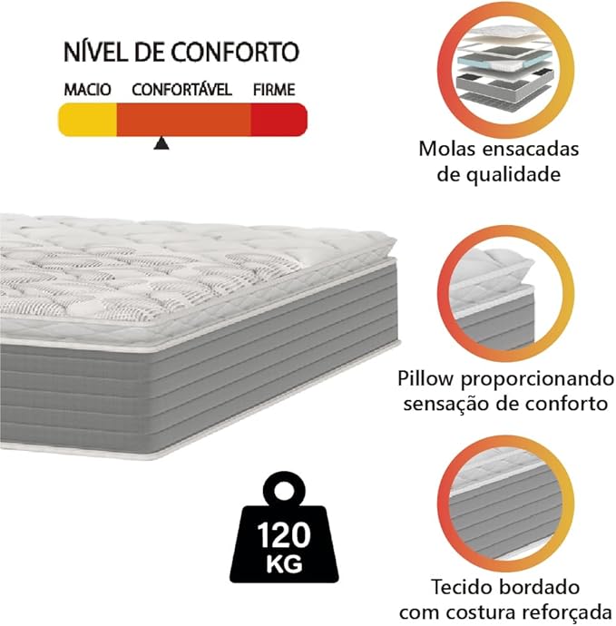 Colchão Casal Molas Ensacadas Pillow Top Martino 2