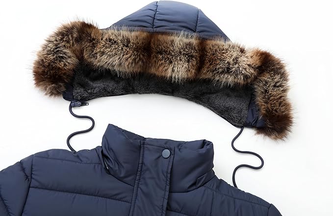 Casaco Feminino Longo de Inverno Impermeável Acolchoado Parka 4