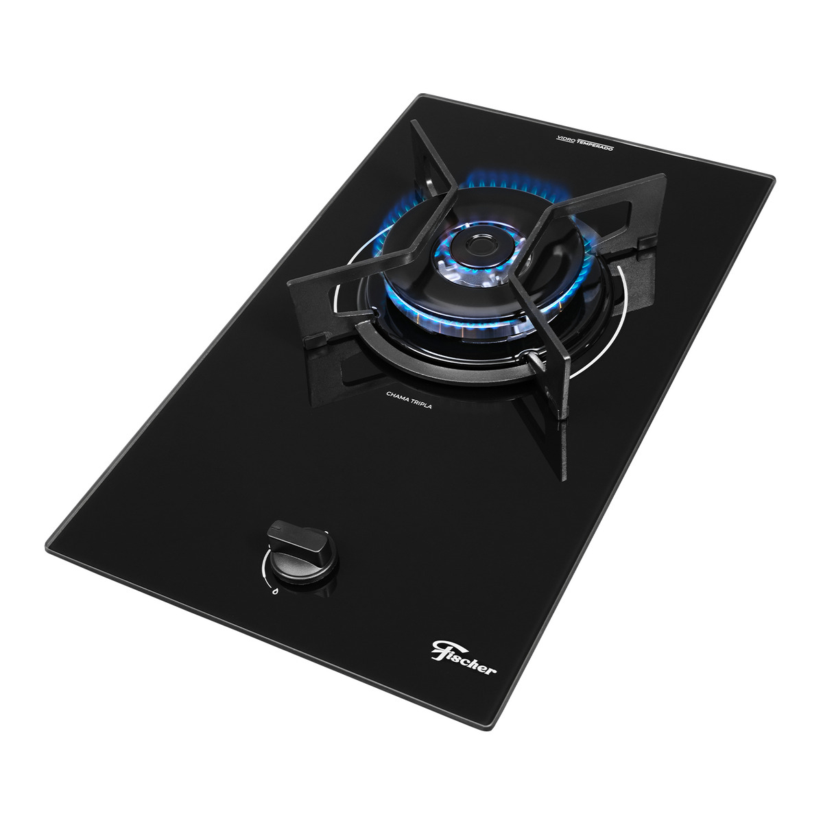 Cooktop a Gás Fischer 1 Boca Tripla Chama Fit Line Trempe Iron Bivolt 1