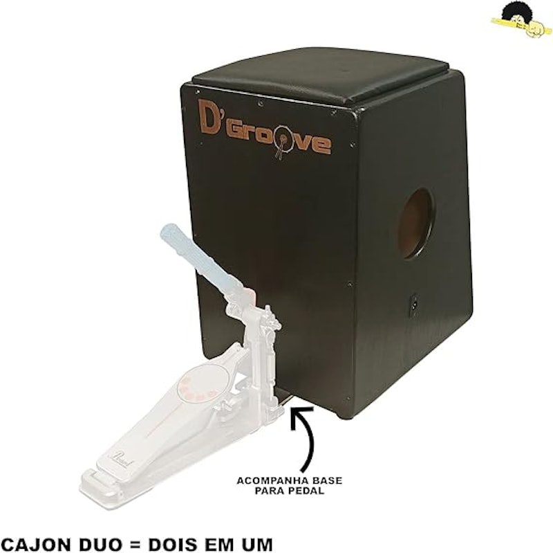 Cajon Eletroacústico Inclinado D’Groove Duo 2 em 1 com Microfone Cannon XRL 3