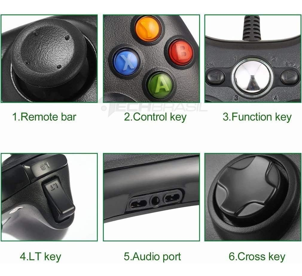 Controle USB com Fio Para Xbox 360 Computador Notebook 4