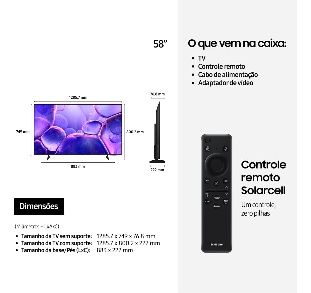 Smart TV 58" Crystal UHD 4K U8500F 2025 5