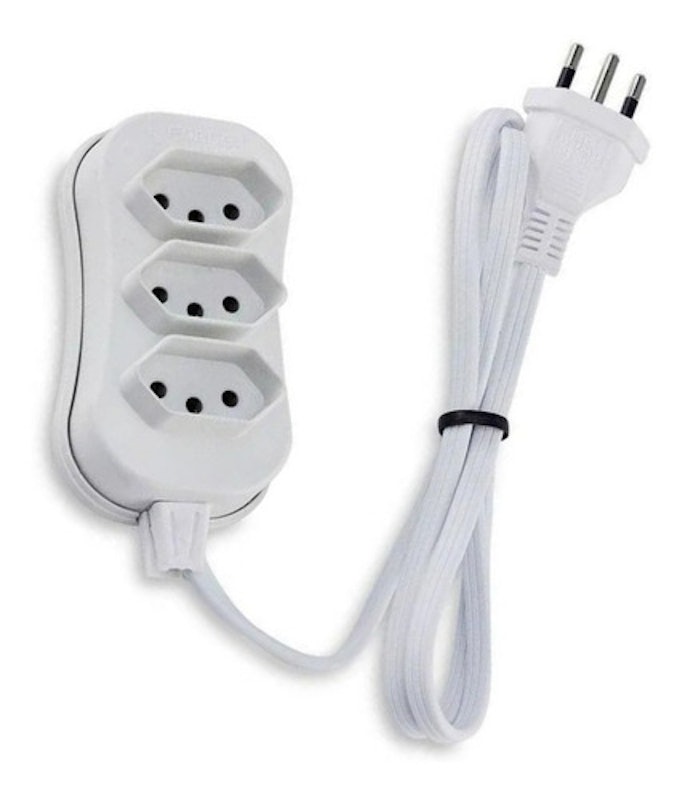 Extensão Slim 3 Tomadas Tripolar Bivolt Force Line 1