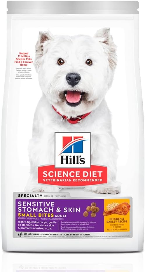 Ração Pele Sensível Pedaços Pequenos para Câes Adultos Hill's Science Diet 1