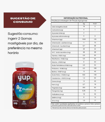 Yup Gummy Adulto AZ Multivit Multivitamínico A-Z 3