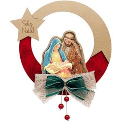Guirlanda de Natal Sagrada Família Presépio Dourada