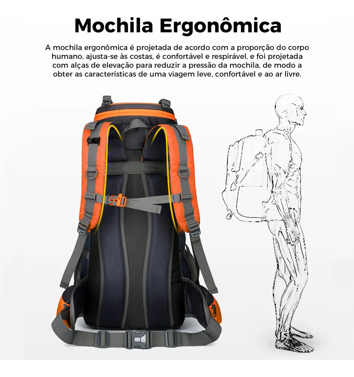Mochila Impermeável Trilha Camping Viagem Reforçada 65 + 5 L Joyfox 5