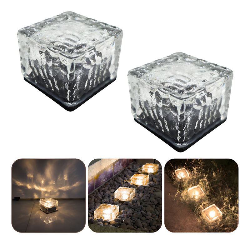 Kit 2 Luminária Solar Externa Jardim Cubo de Gelo 1