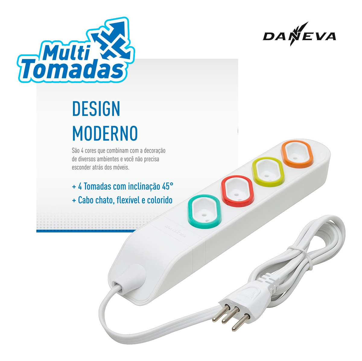 Extensão Multitomada PP 3 x 0,75 2 P+T 10 A 3