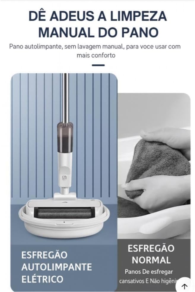 Esfregão Elétrico Vertical 3 em 1 sem Fio com Luz UV 2