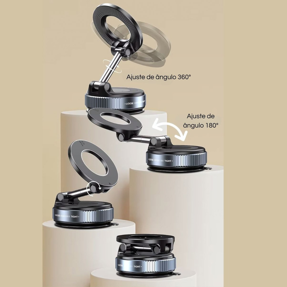 Suporte Magnético Universal com Ventosa de Sucção 360° 4