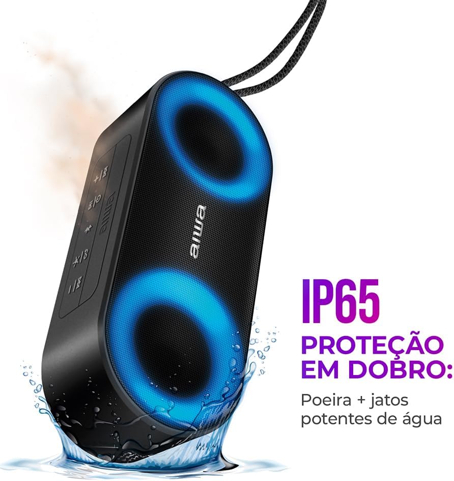 Caixa de Som Speaker AIWA SP-01 20 W BT 15H IP65 RGB USB TWS 3