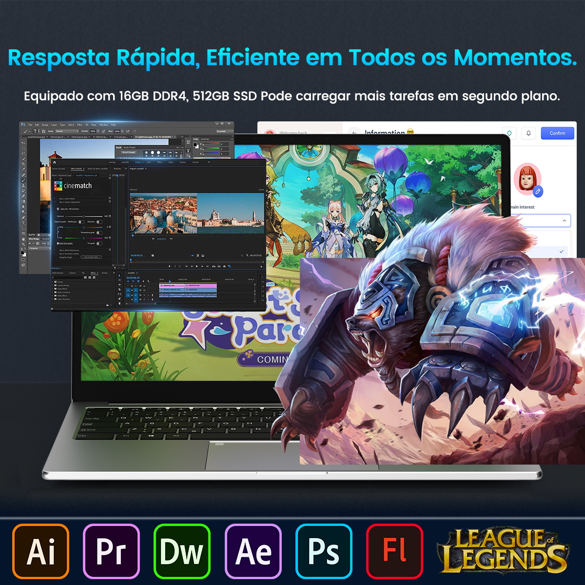 Notebook i7 10750H Vsap 16 GB 512 GB 3