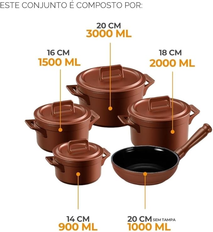 Jogo de Panelas de Cerâmica Clear+ 5 Peças Indução 4