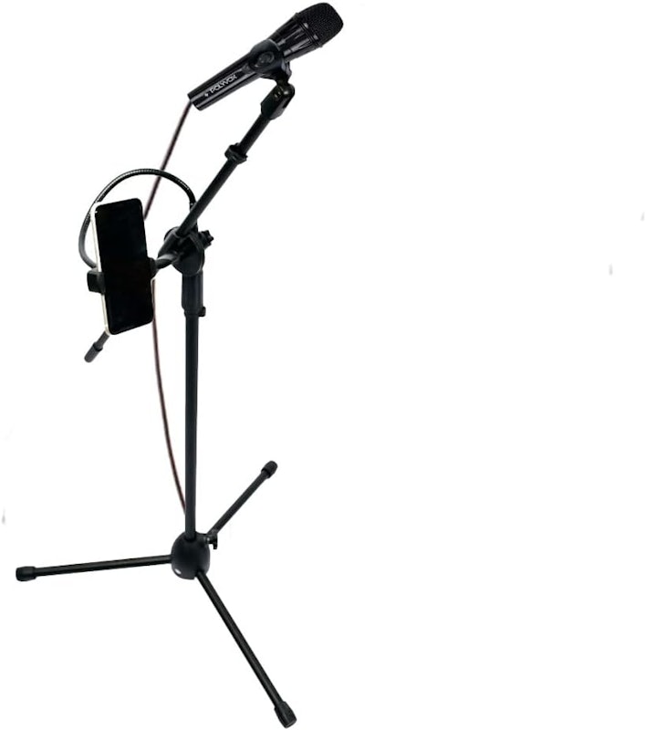 Pedestal para Microfone com Suporte para Celular 1