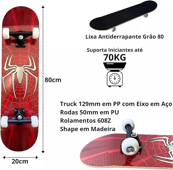 Skate Infantil Semi Profissional Juvenil ARTE DE RUA 3