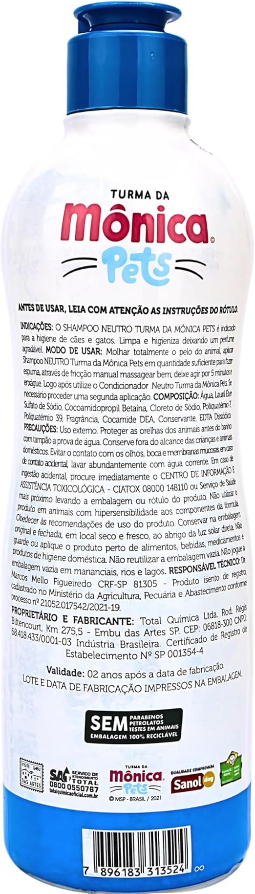 Shampoo de Pêlos para Cães e Gatos Neutro Hidratante  2