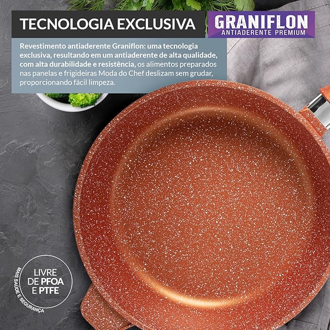 Caçarola Antiaderente 32cm Laranja Graniflon 5