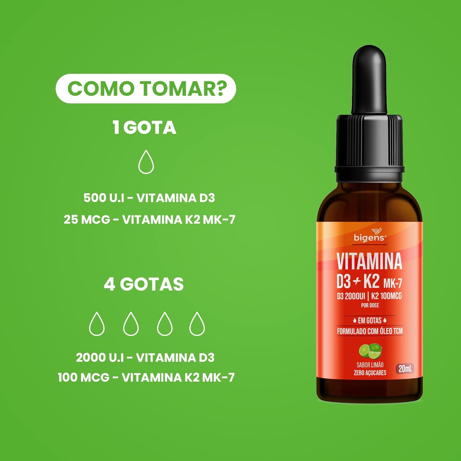 Vitamina D3 + K2 MK7 Gotas Bigens 4
