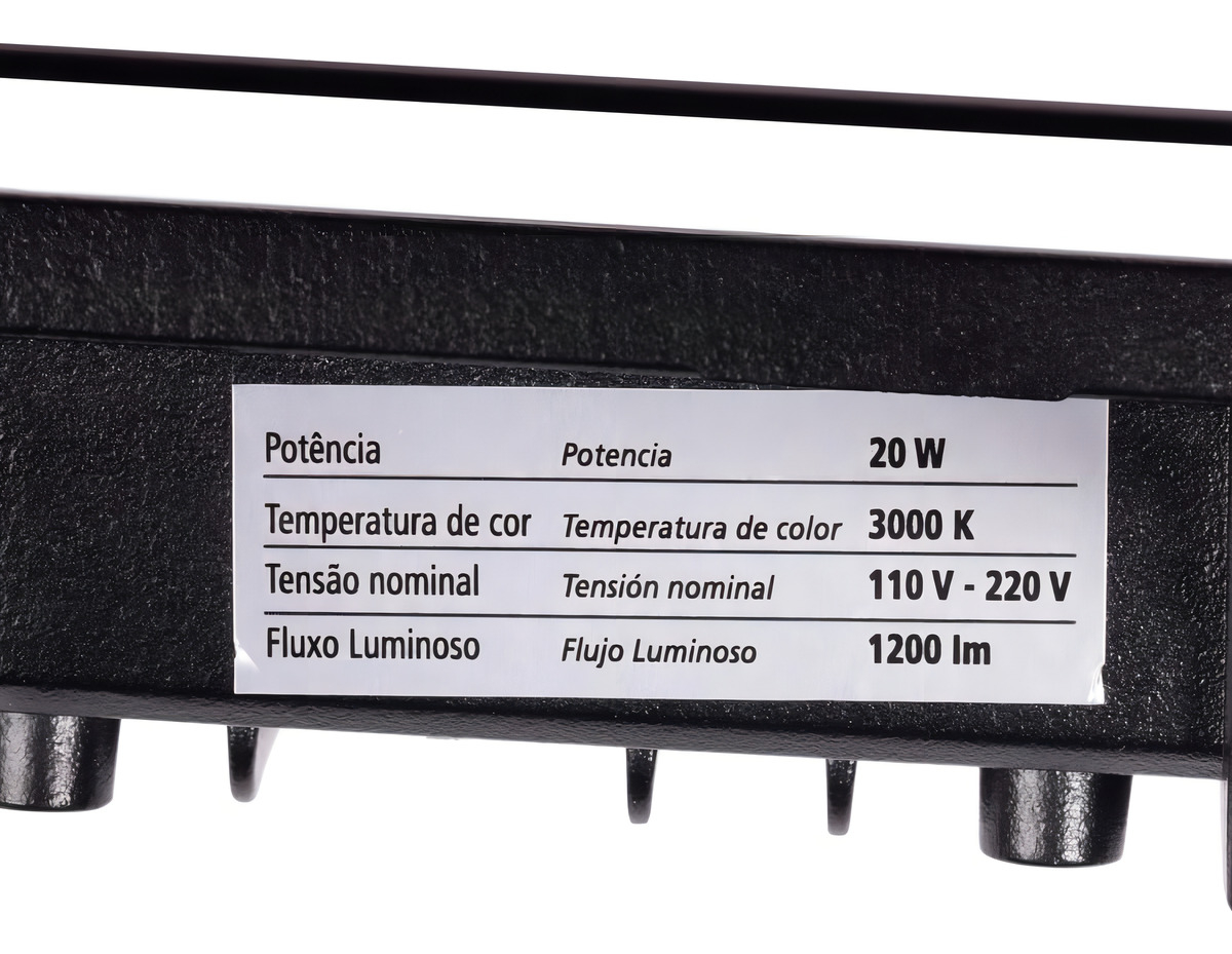 Refletor Led 20 W 3000 K Preto Bivolt FX 3