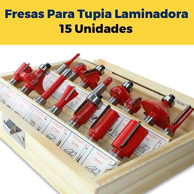 Jogo de Fresas para Tupia e Madeira 15 Peças 5