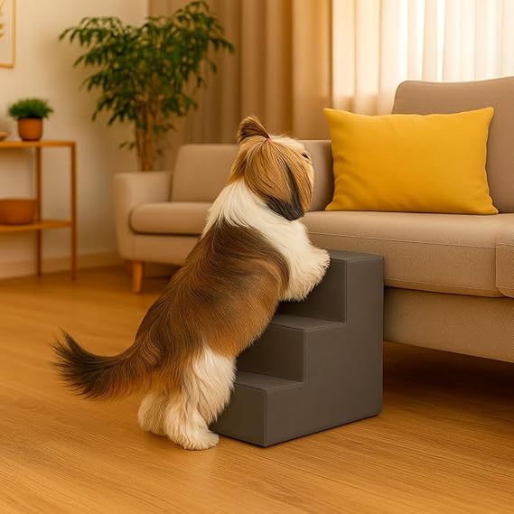 Escada Pet com 3 Degraus Segura para Animais Idosos Cinza 4