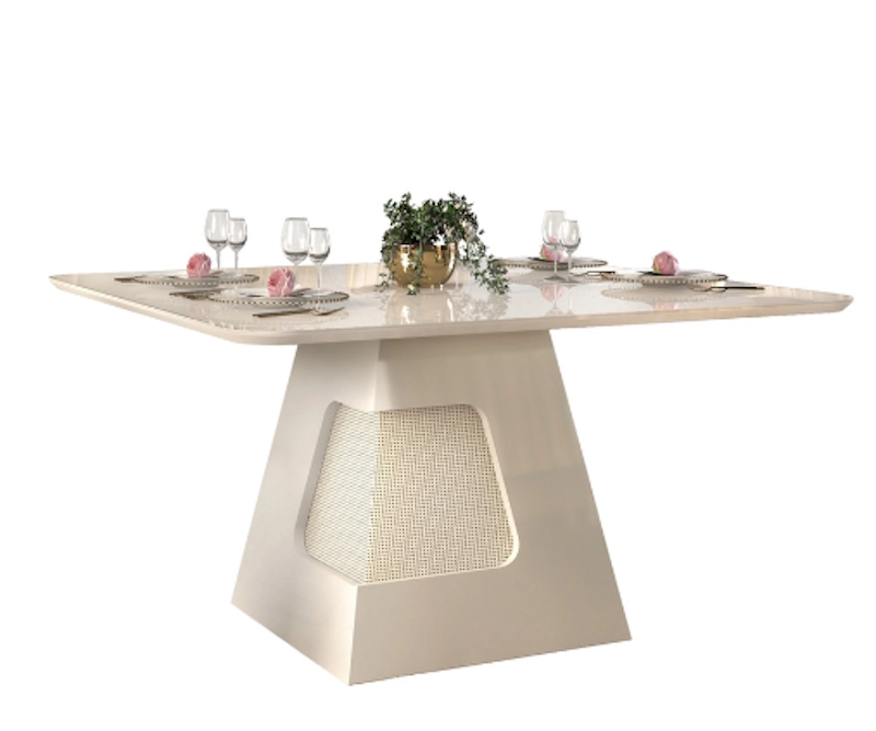 Mesa de Jantar Quadrada com 6 Cadeiras Curvata 2