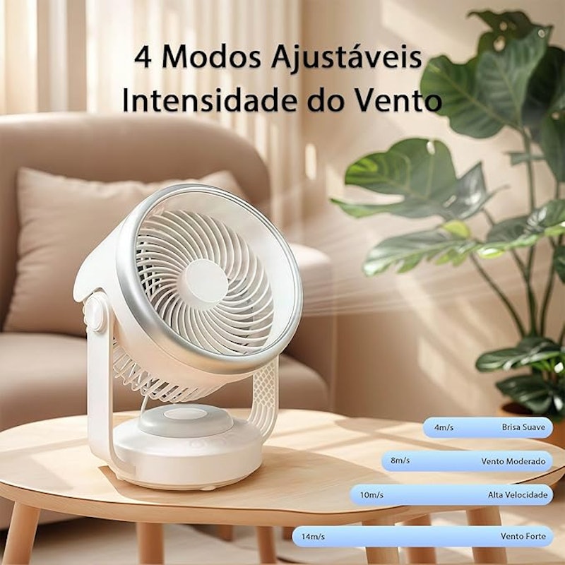 Ventilador de Mesa Portátil Recarregável Vivaztech 5