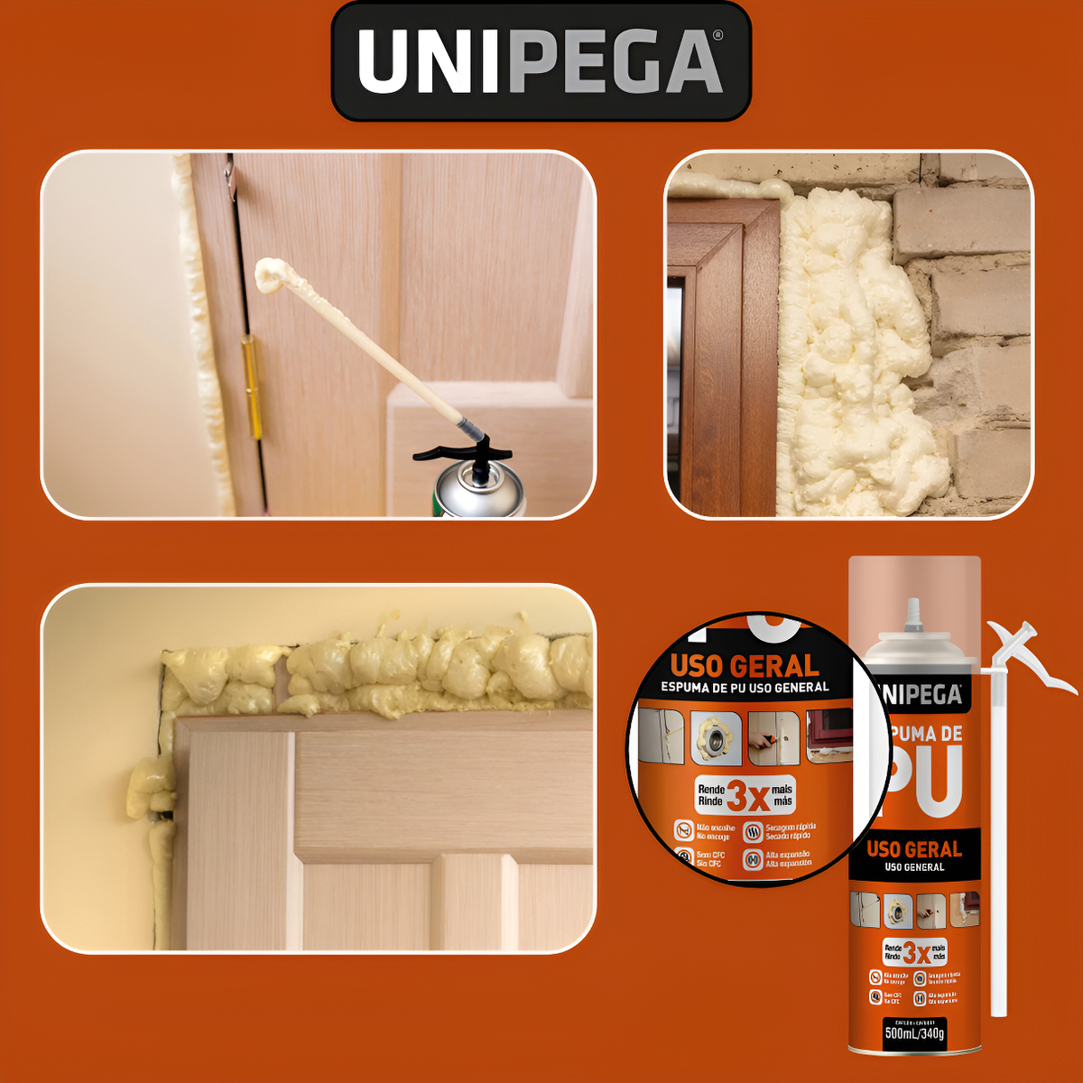 Espuma Expansiva de PU Uso Geral 500 ml 340 g 2