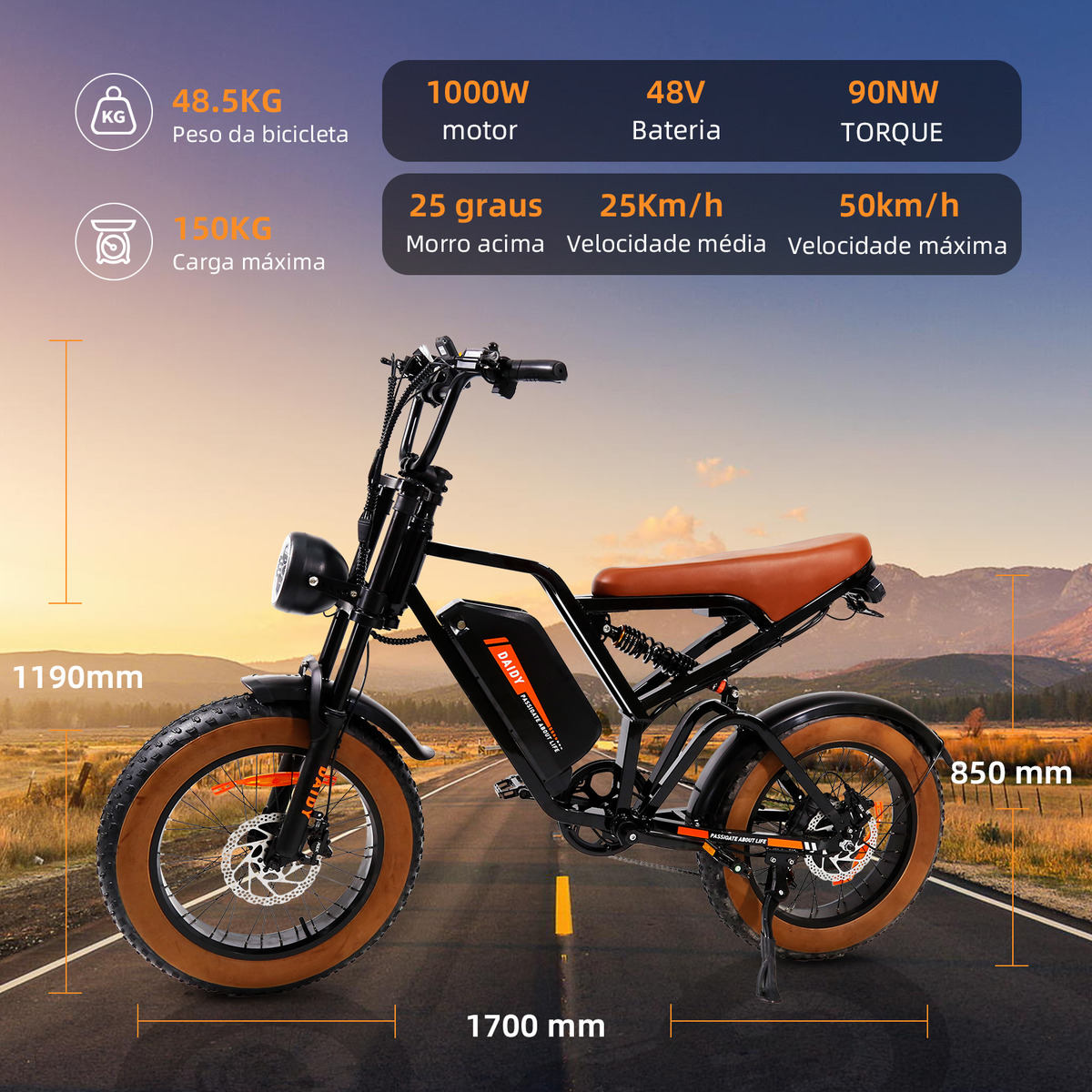 Bicicleta Elétrica para Adultos 1000 W Bemmy 5