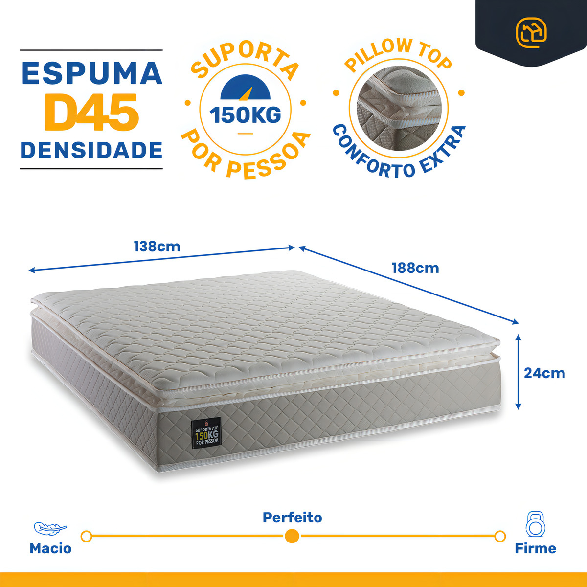 Colchão Casal Strong Pillow Top Espuma D45 5
