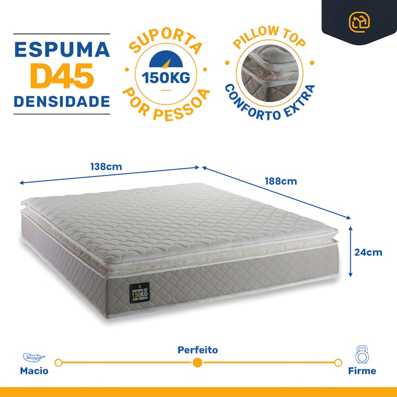 Colchão Casal Strong Pillow Top Espuma D45 5