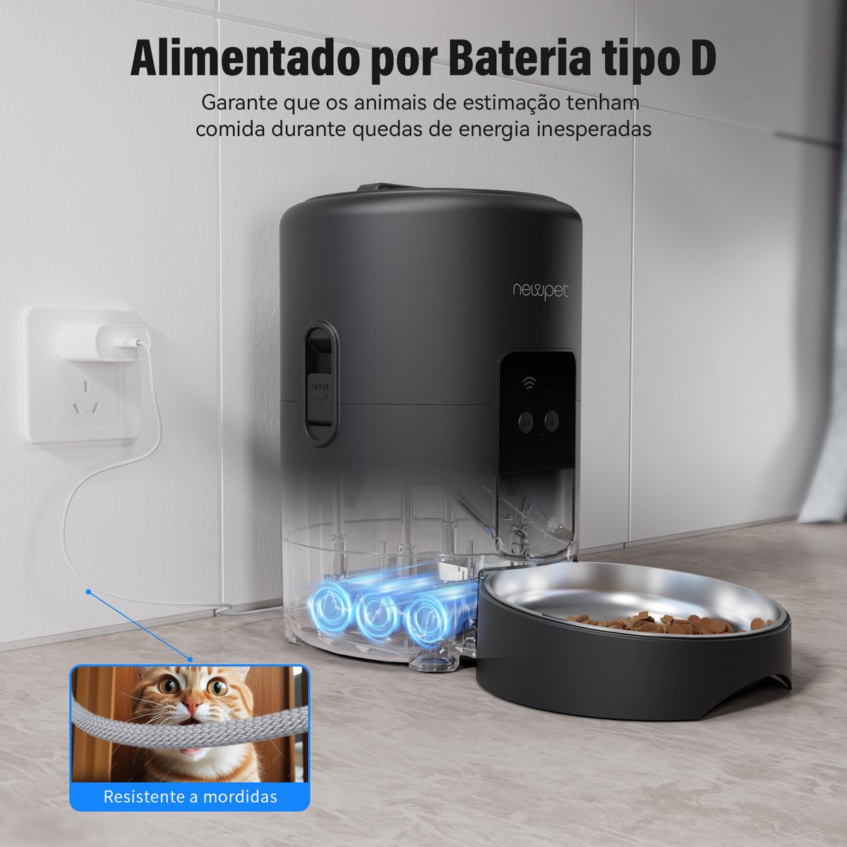 Alimentador Pet Gato Cão Automático Wi-Fi Smart 4