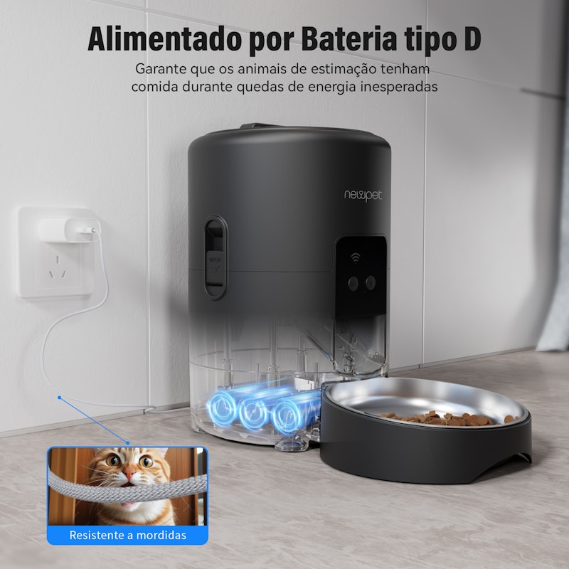 Alimentador Pet Gato Cão Automático Wi-Fi Smart 4