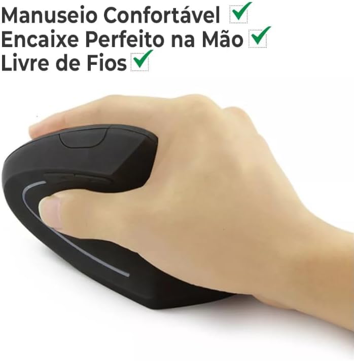 Mouse Vertical sem Fio (Wireless e Bluetooth) 4