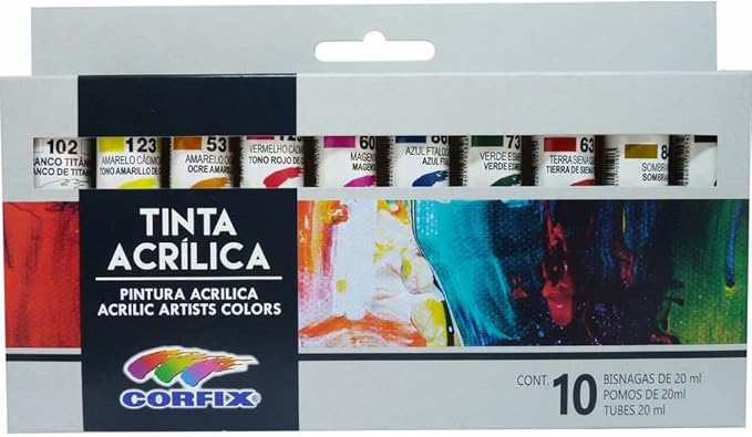 Estojo Tinta Acrílica 10 Cores 1
