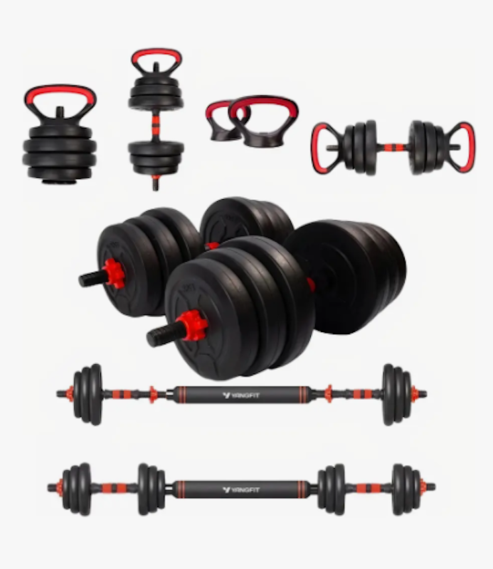 Halter Anilha Barra Kettlebell Kit Musculação 6 em 1 - 40 Kg 1