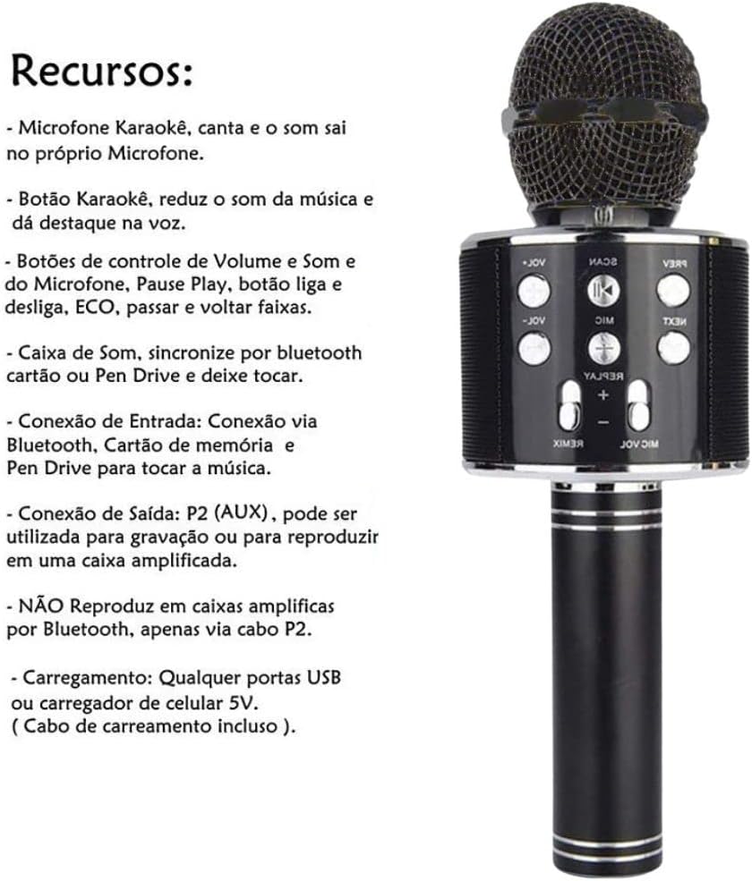 Microfone Infantil Karaokê Show 4