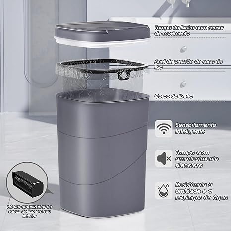 Lixeira Automática com Sensor 20 L com 3 Modos 2