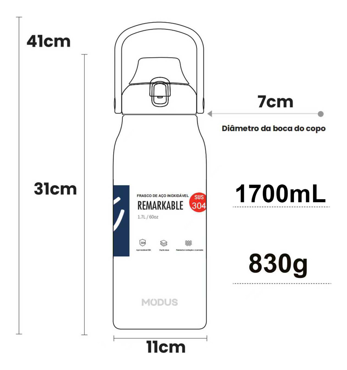 Garrafa Termica de Aço Inoxidável Modus 2