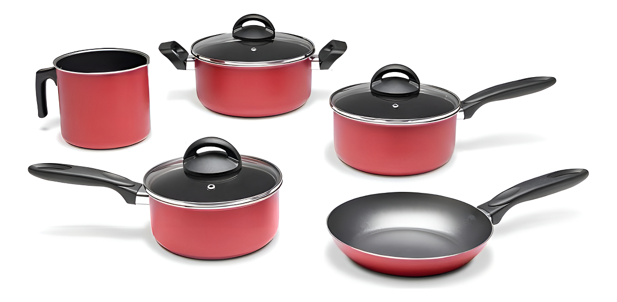 Jogo de Panelas Brinox Antiaderente Pro-Flon 5 Peças Chilli 2
