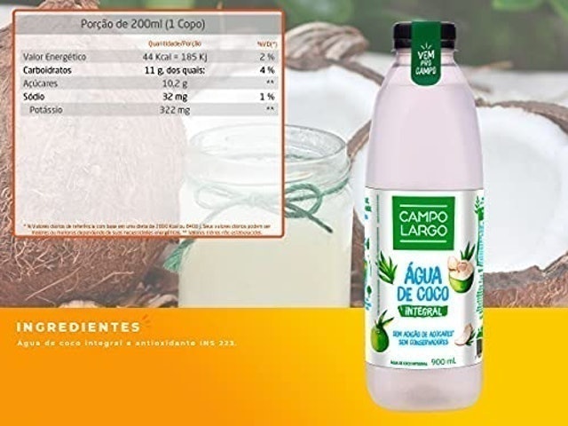 Água de Coco Integral 100% Natural Campo Largo 900 ml 4