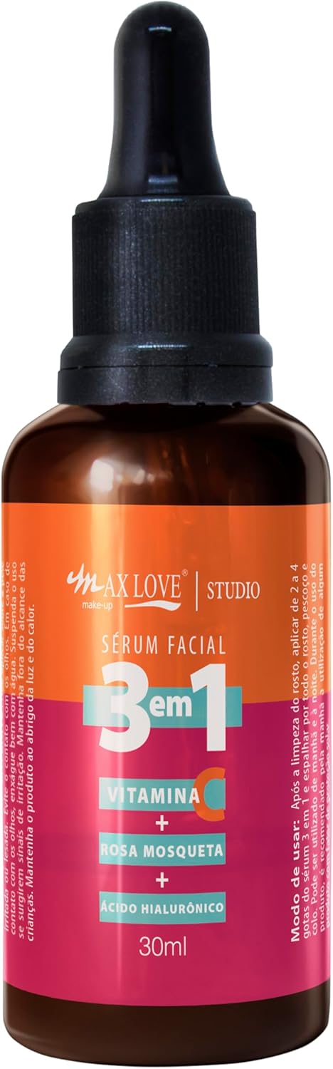 Serum Facial 3 em 1 Vitamina + C Rosa Mosqueta + Ácido Hialurônico 2