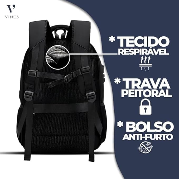 Mochila Masculina Reforçada Executiva Grande VINCS 3