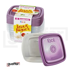 Conjunto de 5 Potes Plástico Hermético de 530 ml