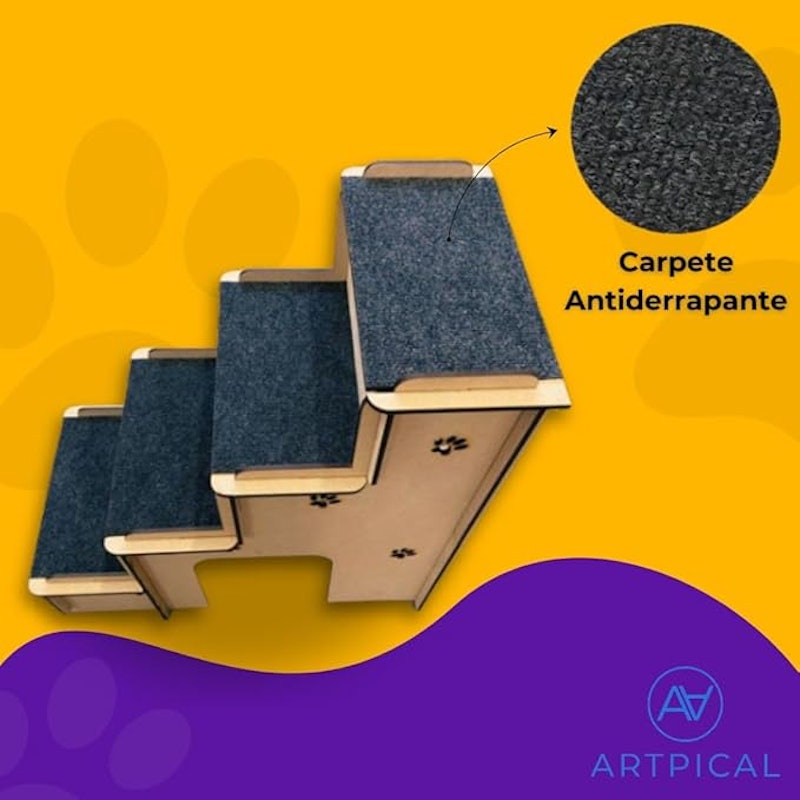 Escada Pet 4 Degraus com Carpete Antiderrapante e Nicho 4